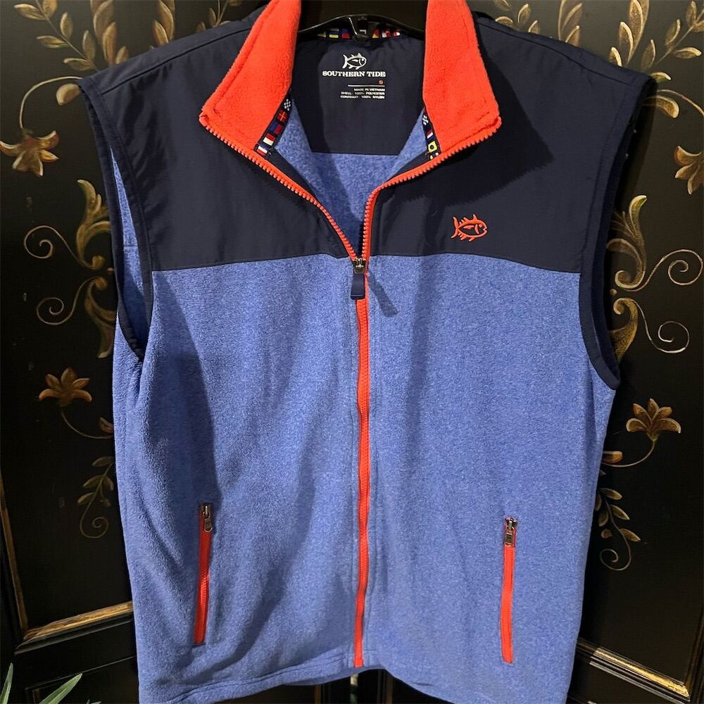 Southern Tide Men's Sleeveless Fleece Vest Blue Size S Casual Outdoor